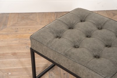 stone green leather footstool